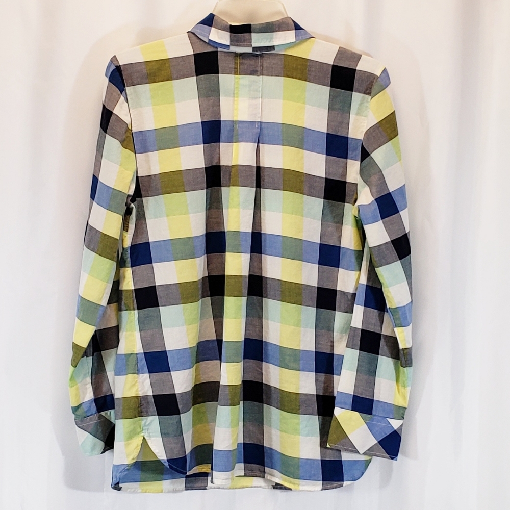 Talbots 3/4 Button Front Plaid Women's Top Size Medium - Picture 7 of 7